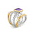 DY Mercer Four Row Stone Ring in Sterling Silver with 18K Yellow Gold, Amethyst and Diamonds, 14mm