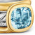 DY Mercer Four Row Stone Ring in Sterling Silver with 18K Yellow Gold, Sky Blue Topaz and Diamonds, 14mm