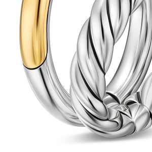 DY Mercer Two Row Ring in Sterling Silver with 18K Yellow Gold, 8mm