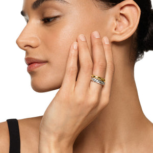 DY Mercer Two Row Ring in Sterling Silver with 18K Yellow Gold, 8mm