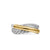 Crossover Two Row Ring in Sterling Silver with 14K Yellow Gold, 7.5mm, Size 7