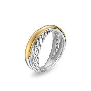 Crossover Two Row Ring in Sterling Silver with 14K Yellow Gold, 7.5mm, Size 8