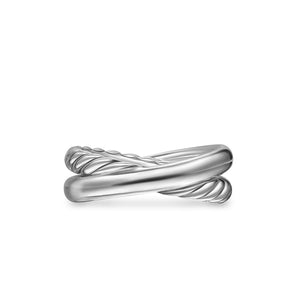 Crossover Two Row Ring in Sterling Silver with 14K Yellow Gold, 7.5mm, Size 8