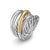 Crossover Five Row Ring in Sterling Silver with 14K Yellow Gold, 17.5mm, Size 7
