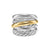 Crossover Five Row Ring in Sterling Silver with 14K Yellow Gold, 17.5mm, Size 7