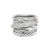 Crossover Five Row Ring in Sterling Silver with Diamonds, 17.5mm, Size 6