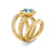 DY Mercer Three Row Stone Ring in 18K Yellow Gold with Sky Blue Topaz and Diamonds, 12mm