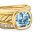 DY Mercer Three Row Stone Ring in 18K Yellow Gold with Sky Blue Topaz and Diamonds, 12mm