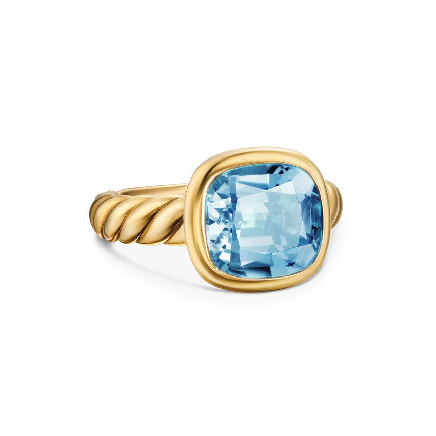 DY Mercer Stone Ring in 18K Yellow Gold with Sky Blue Topaz, 10mm