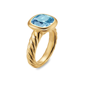 DY Mercer Stone Ring in 18K Yellow Gold with Sky Blue Topaz, 10mm