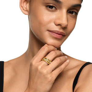 DY Mercer Three Row Ring in 18K Yellow Gold with Diamonds, 8.9mm