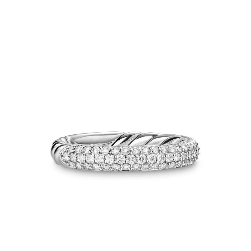 DY Mercer Pavé Band Ring in Sterling Silver with Diamonds, 3.7mm