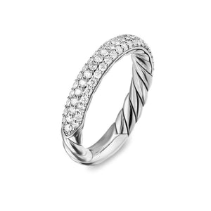 DY Mercer Pavé Band Ring in Sterling Silver with Diamonds, 3.7mm