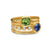 DY Mercer Color Stone Multi Row Ring in 18K Yellow Gold with Green Tourmaline, Tanzanite and Diamonds, 10mm