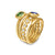 DY Mercer Color Stone Multi Row Ring in 18K Yellow Gold with Green Tourmaline, Tanzanite and Diamonds, 10mm