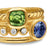 DY Mercer Color Stone Multi Row Ring in 18K Yellow Gold with Green Tourmaline, Tanzanite and Diamonds, 10mm