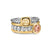 DY Mercer Color Stone Multi Row Ring in Sterling Silver with 18K Yellow Gold, Champagne Citrine, Morganite and Diamonds, 10mm