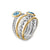 DY Mercer Color Stone Multi Row Ring in Sterling Silver with 18K Yellow Gold, Blue Topaz and Diamonds, 10mm