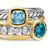 DY Mercer Color Stone Multi Row Ring in Sterling Silver with 18K Yellow Gold, Blue Topaz and Diamonds, 10mm