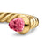 Micro Cablespira Flex Open Ring in 18K Yellow Gold with Pink Tourmalines, 2.5mm