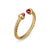 Micro Cablespira Flex Open Ring in 18K Yellow Gold with Rhodolite Garnets, 2.5mm