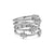 Petite Starburst Multi Row Ring in Sterling Silver with Diamonds, 19.4mm