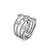 Petite Starburst Multi Row Ring in Sterling Silver with Diamonds, 19.4mm