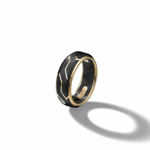 Forged Carbon Band Ring in 18K Gold, 8.5mm, Size 10 (Image 3)