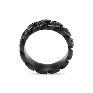 Curb Chain Band Ring in Black Titanium with Black Diamonds, 8mm, Size 9