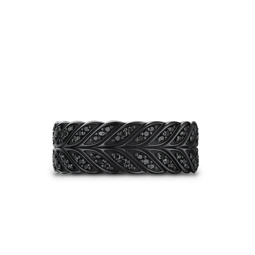 Chevron Pavé Band Ring in Black Titanium with Black Diamonds, 9mm, Size 9