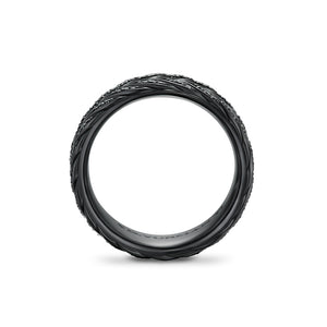 Chevron Pavé Band Ring in Black Titanium with Black Diamonds, 9mm, Size 9