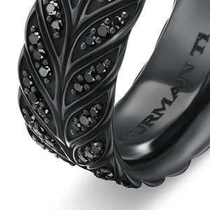 Chevron Pavé Band Ring in Black Titanium with Black Diamonds, 9mm, Size 9