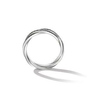 DY Helios Band Ring in Sterling Silver with Pavé Black Diamonds, Size 9