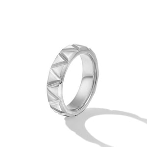 Faceted Triangle Band Ring in Sterling Silver, Size 10