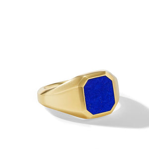 Streamline Signet Ring in 18K Yellow Gold with Lapis, Size 10