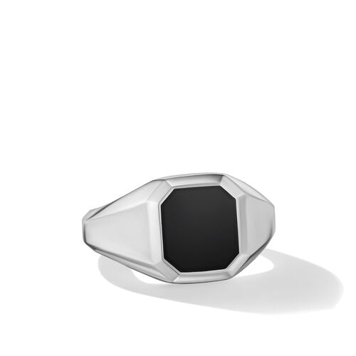Streamline Signet Ring in Sterling Silver with Black Onyx, Size 11
