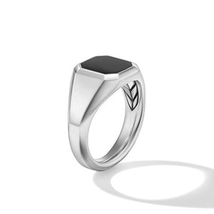 Streamline Signet Ring in Sterling Silver with Black Onyx, Size 11