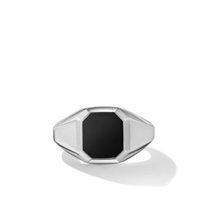 Streamline Signet Ring in Sterling Silver with Black Onyx, Size 11