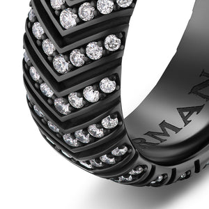 Chevron Band in Black Titanium with Diamonds, 8mm, Size 10
