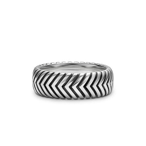 Chevron Band in Sterling Silver, 8mm