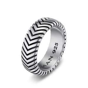 Chevron Band in Sterling Silver, 8mm