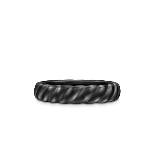 Sculpted Cable Band Ring in Black Titanium, 5mm, Size 8