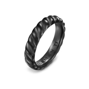 Sculpted Cable Band Ring in Black Titanium, 5mm, Size 10