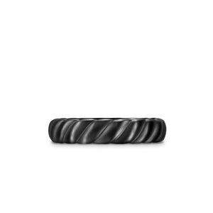 Sculpted Cable Band Ring in Black Titanium, 5mm, Size 10