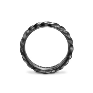 Sculpted Cable Band Ring in Black Titanium, 5mm, Size 10