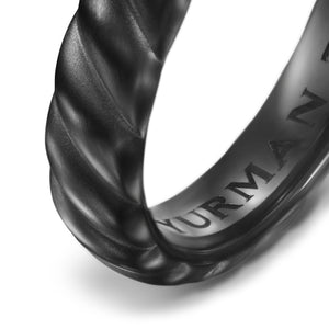 Sculpted Cable Band Ring in Black Titanium, 5mm, Size 10