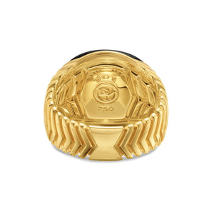 Chevron Signet Ring in 18K Yellow Gold with Black Onyx, 18mm