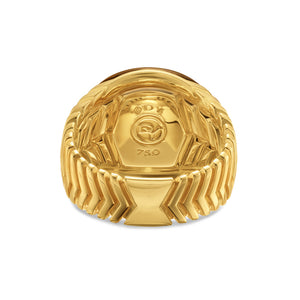 Chevron Signet Ring in 18K Yellow Gold with Tiger's Eye, 18mm