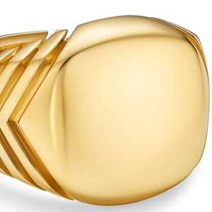 Chevron Signet Ring in 18K Yellow Gold, 18mm
