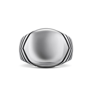 Chevron Signet Ring in Sterling Silver, 18mm